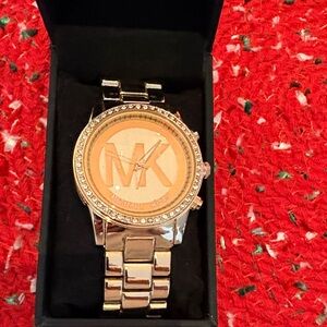 Michael Kors Rose Gold-Tone Watch with Crystal Bezel